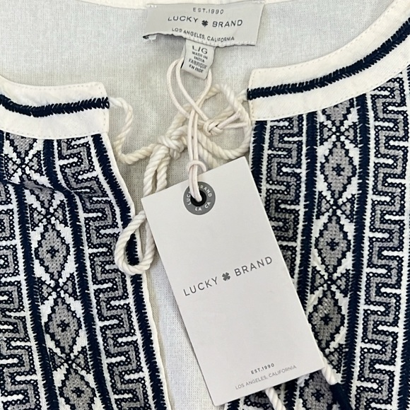 SOLD IN STORE Lucky Brand Embroidered Peasant Blouse Size Large - Picture 5 of 11